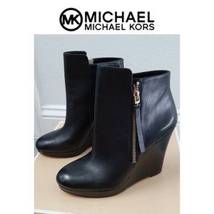 Michael Kors Wedge Booties Jet Black 8 NEW